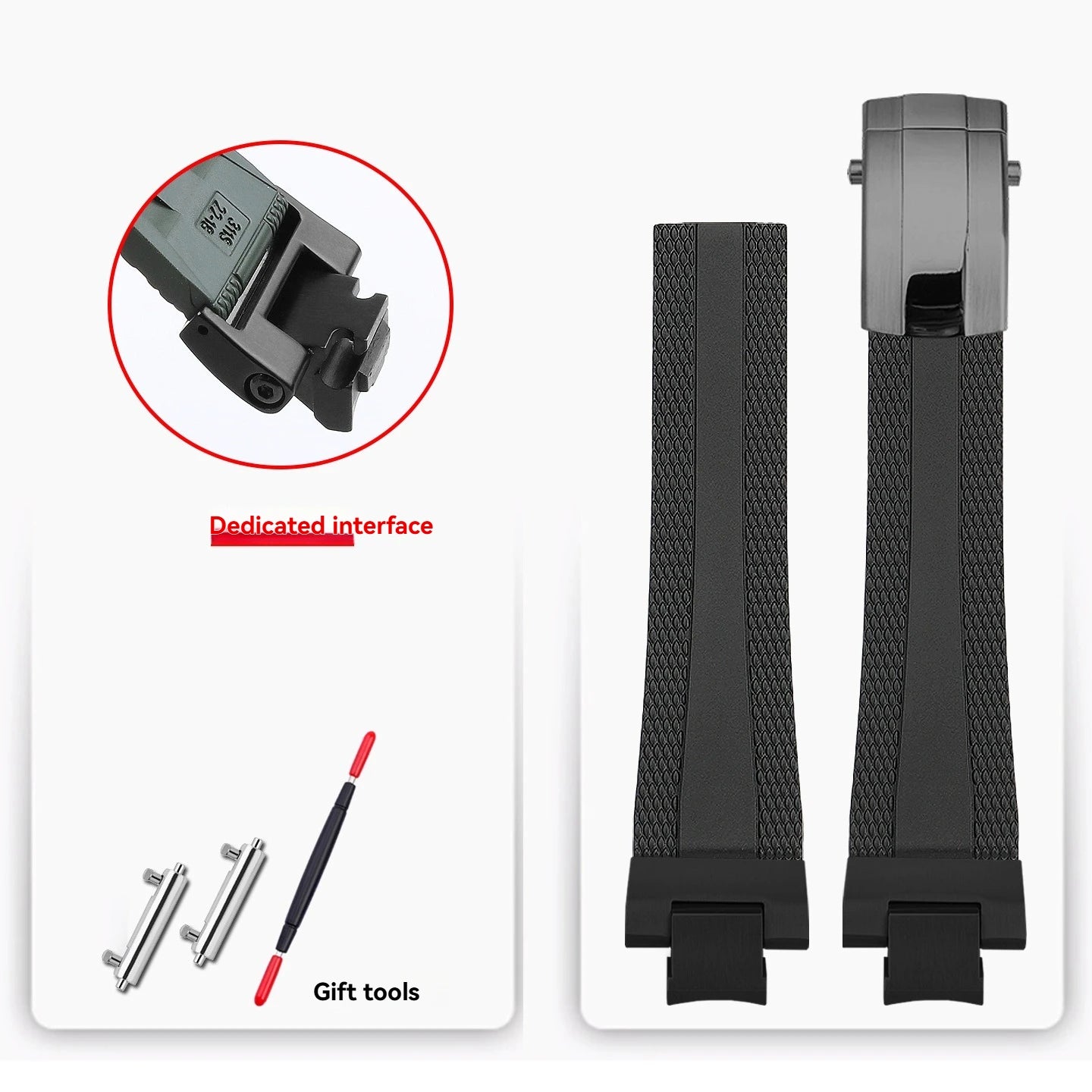 FKM rubber strap for Casio Steel Heart 4th generation 5657 GST-B400, men's quick-release modified fluororubber strap