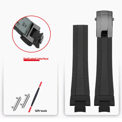 FKM rubber strap for Casio Steel Heart 4th generation 5657 GST-B400, men's quick-release modified fluororubber strap