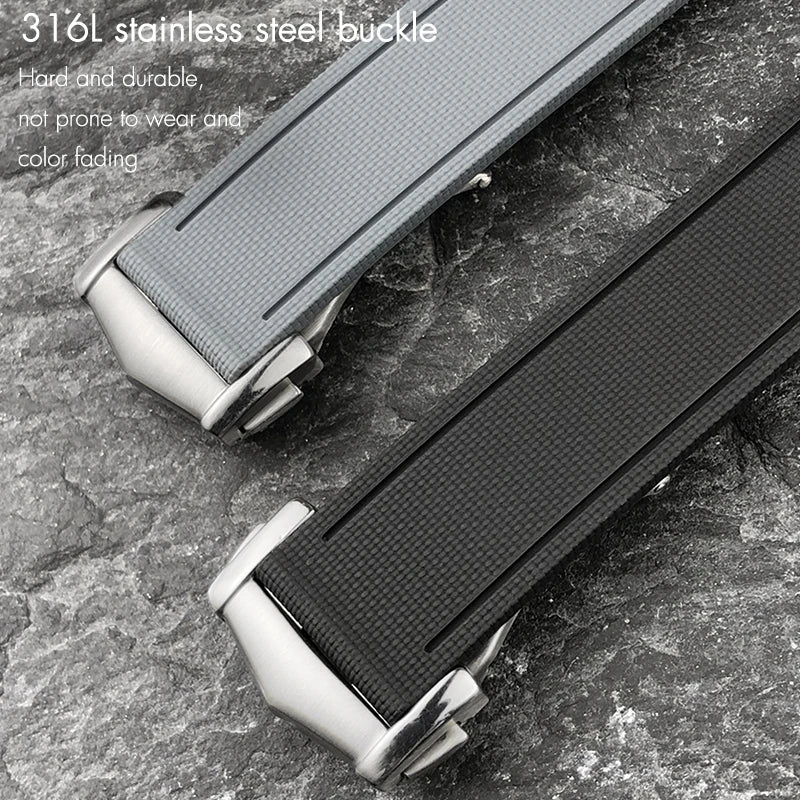 Cinturino per orologio flessibile in gomma fluorurata FKM di alta qualità, 20/21 mm, cinturino per orologio da immersione per Omega Aqua Terra Seamaster 300 Rolex GMT Submariner