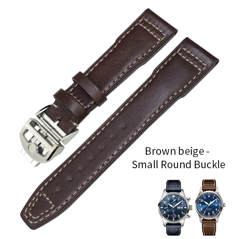 Cinturino per orologio in vera pelle da uomo, 20mm 21mm 22mm, adatto per orologio pilota IWC IW3777 PORTOFINO Mark 18, nero blu marrone