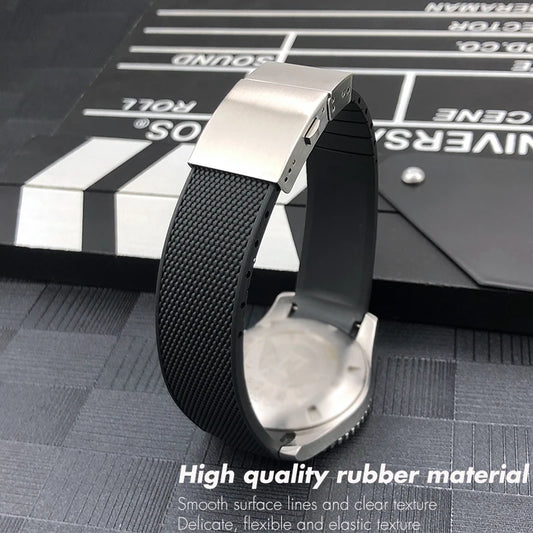 Cinturino per orologio in gomma e silicone, 21 mm 20 mm 19 mm, per Longines Conquest HydroConquest L3, fibbia deployante, nero, impermeabile