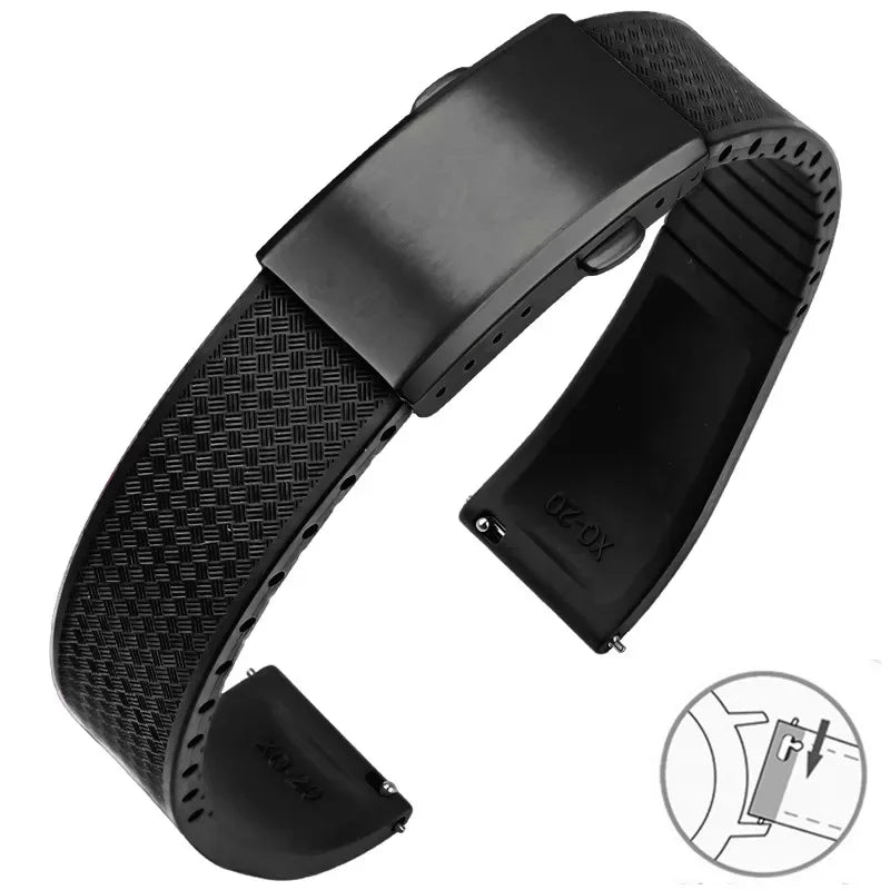 Bracelet montre Racing / Aviateur en caoutchouc Premium - Rapide, Boucle Déployante - A Découper