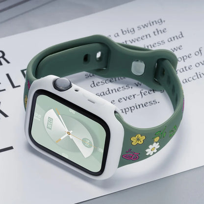 Cute Flower Silicone Strap Case for Apple Watch Ultra 49mm S10 S11 42mm 46mm 38 40 41 44 45 mm for iwatch SE 2 3 4 5 6 7 8 9