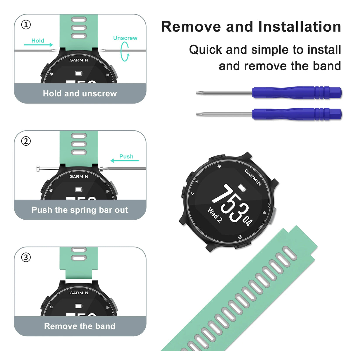 Bracelet en Silicone Double couleur pour Garmin Forerunner 235 220 620 630 735 735XT, Bracelet de Sport de remplacement