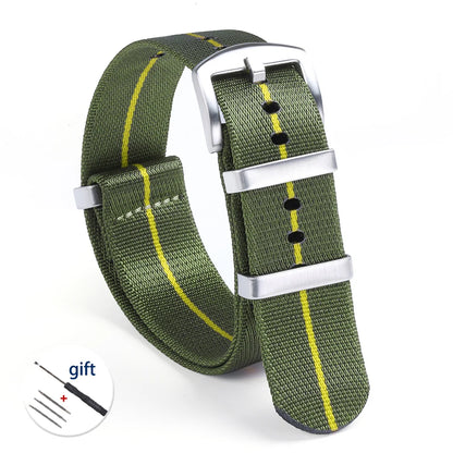High-Quality Nylon Watch Strap, 18/20/22mm, High Density, Green, Military, Casual, Outdoor, Army, Replacement Strap