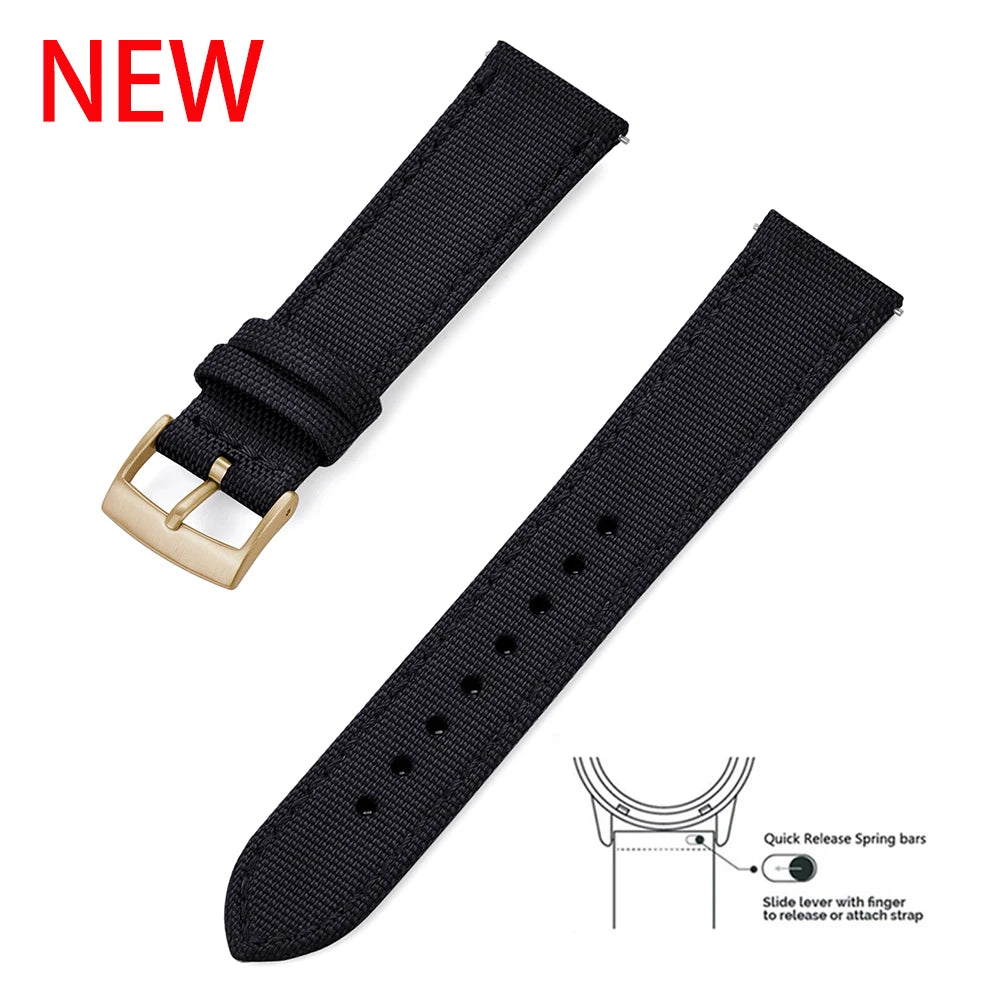 Leather and Nylon Watch Strap for Men and Women, 18mm 20mm 22mm, Quick Release, Universal, Suitable for Traditional Smartwatches