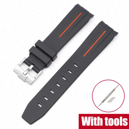 Curved End Rubber Strap for MoonSwatch, 20mm, for Men and Women, Waterproof Sport Watch Band