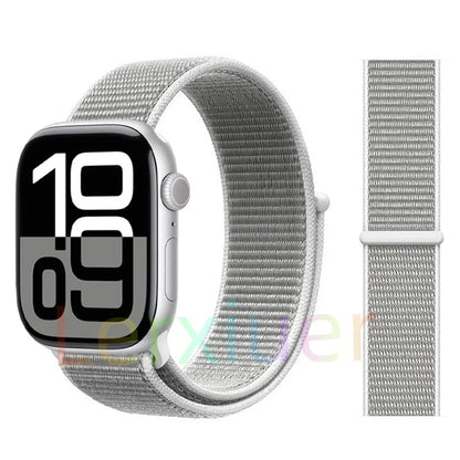 适用于 Apple Watch 46mm 44mm 45mm 40mm 41mm 42mm 的尼龙回环表带，适配 iWatch 系列 11 10 9 SE 8 7 6 5 4 Ultra 3 2 49mm