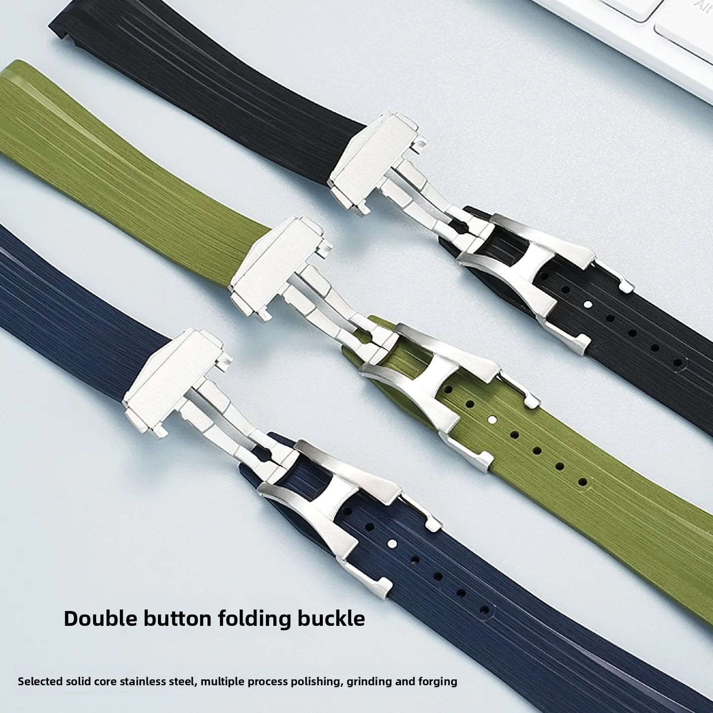 Bracelet en caoutchouc fluoré de haute qualité pour montre Longines Conquest GMT L3.890.4 L3.790.4 L3.830.4 bracelet de montre FKM à extrémité incurvée