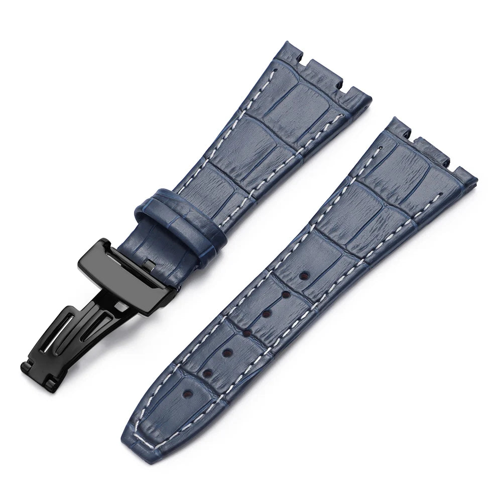 Soft Cowhide Leather Watch Strap for Audemars Piguet Royal Oak Offshore AP 15400 15703, Sweat Resistant, for Men and Women, Folding Buckle