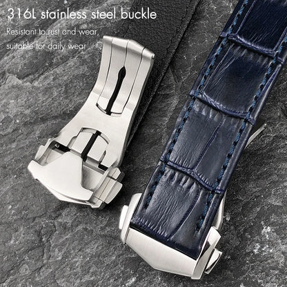 Genuine Cowhide Leather Watch Strap, 19mm 20mm 21mm, for Omega Seamaster 300 DE VILLE AT150 Moonswatch, Calfskin Watch Band