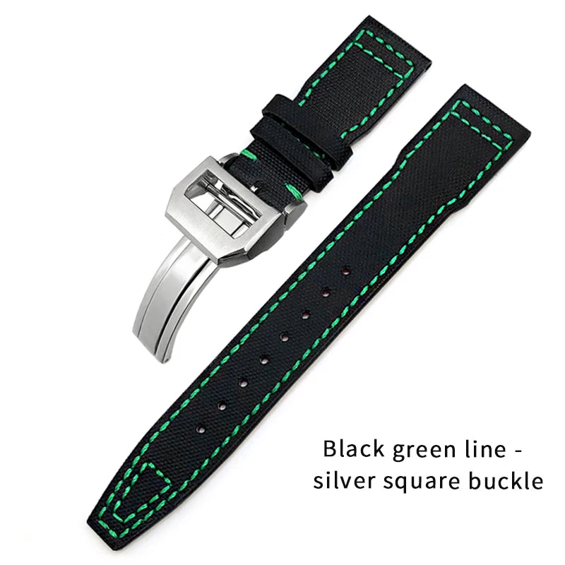 Bracelet de montre en cuir de Nylon 20mm 21mm 22mm pour montres IWC Big Pilot PORTOFINO IW3777 bracelet de montre en cuir de vache bleu vert noir rouge