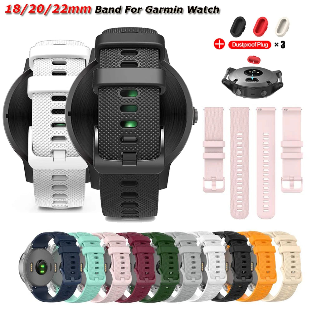 Cinturino per orologio in silicone per Garmin Venu 4/3/2/2s, 18mm 20mm 22mm, per Garmin Vivoactive 6/5/4/3/Forerunner 245