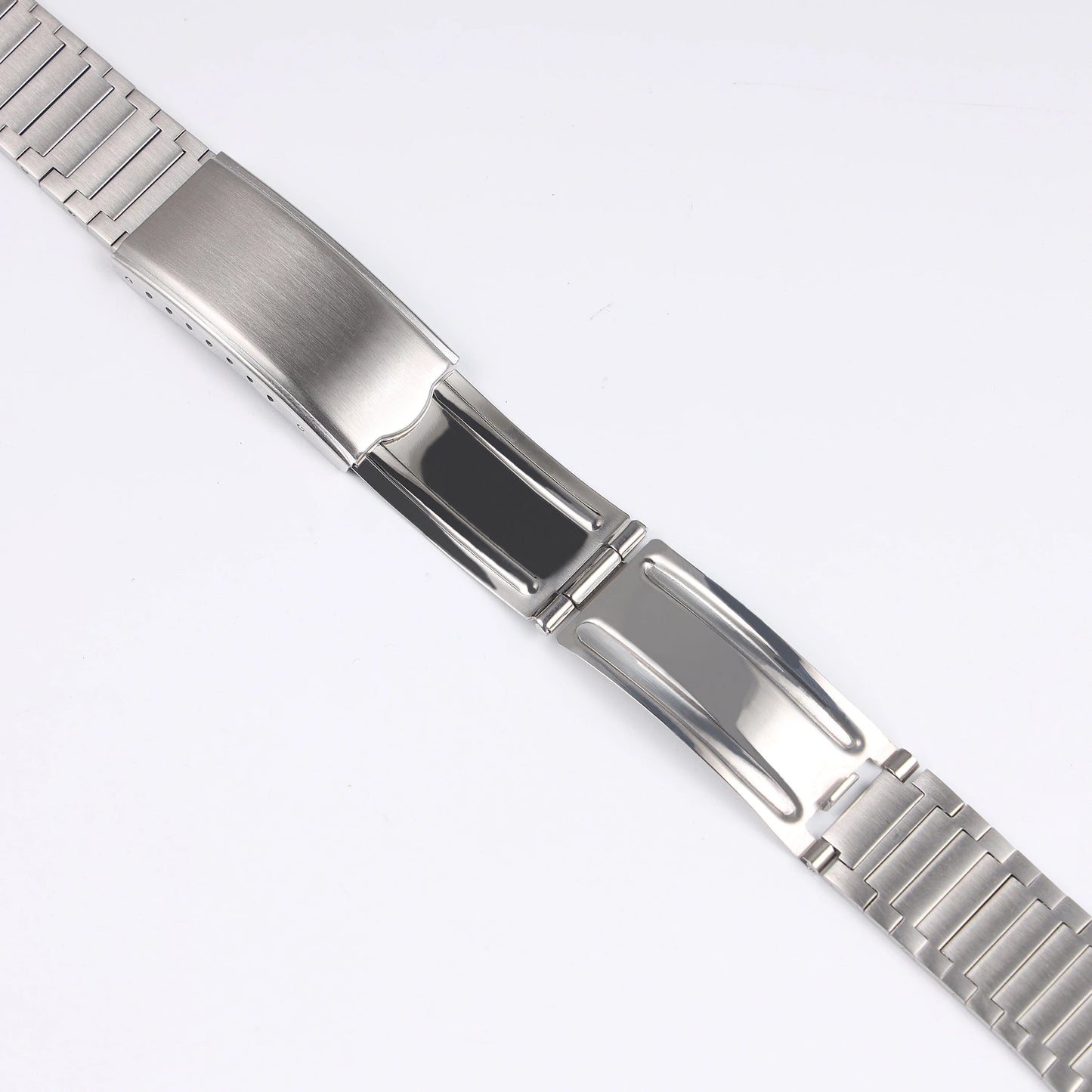 Cinturino per orologio vintage in acciaio inossidabile spazzolato color argento 22*11mm per Omega TV Seamaster 1020 con fibbia deployante in metallo