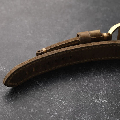 Handmade Cowhide Leather Watch Strap, Top Layer, 20 22 24 26MM, Bronze Buckle, Retro Style, Thick Pure Copper Watch Accessories
