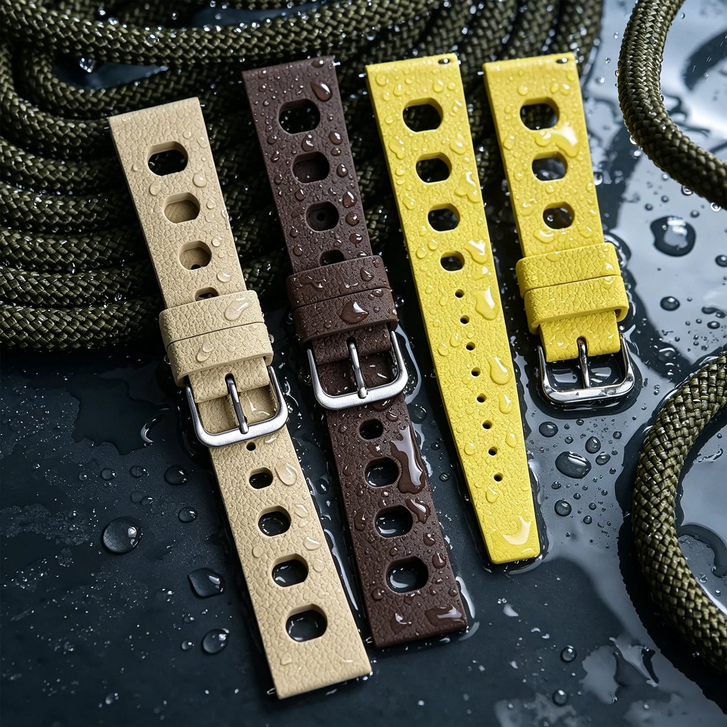 Bracelet de montre en caoutchouc FKM 20 mm 22 mm à libération rapide pour hommes et femmes, étanche, souple, en fluororubber de qualité supérieure, respirant