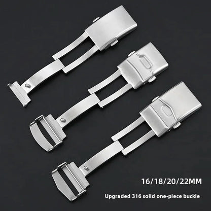 Solid Stainless Steel Foldable Watch Clasp for Men and Women, Silicone and Metal Strap, 16mm, 18mm, 20mm, 22mm