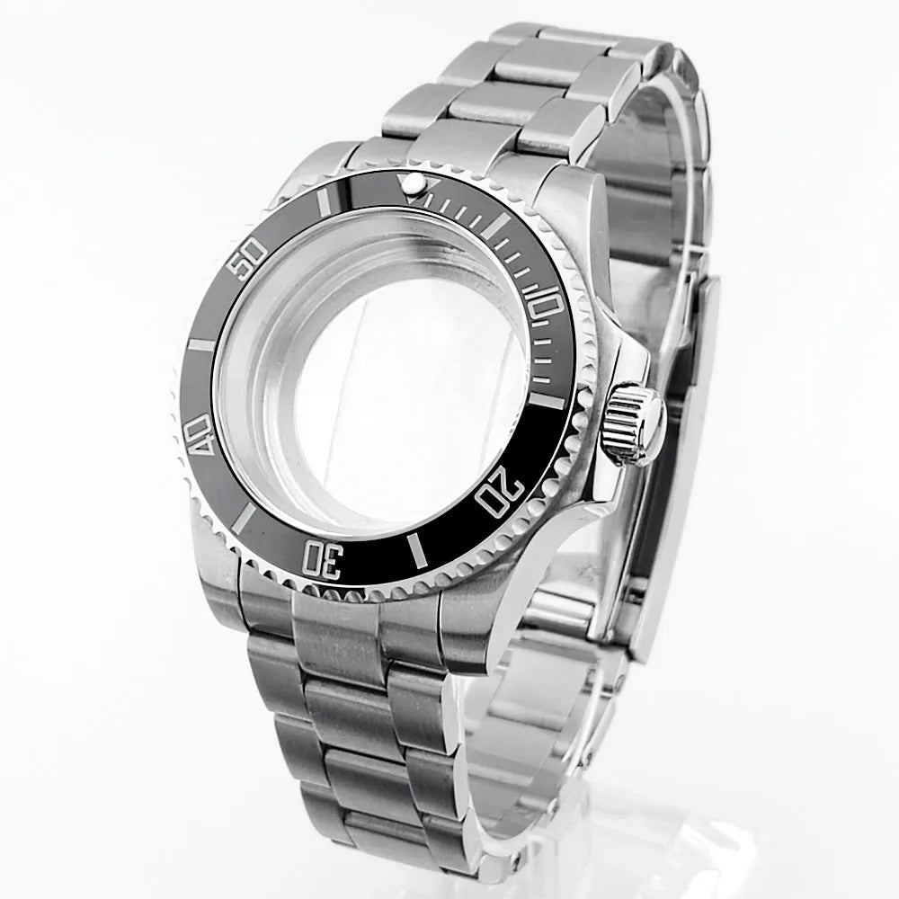    40.5mm sous-montre verre saphir boîtier en métal ajustement NH35/36/38 mouvement ajustement 28.5mm cadran pièces de montre accessoires boîte de montre bande