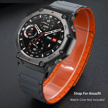 Silicone Magnetic Bracelet for Amazfit T-Rex 3 Pro, 48mm 44mm, for Huami Amazfit T Rex 3 2 1, Correa Strap