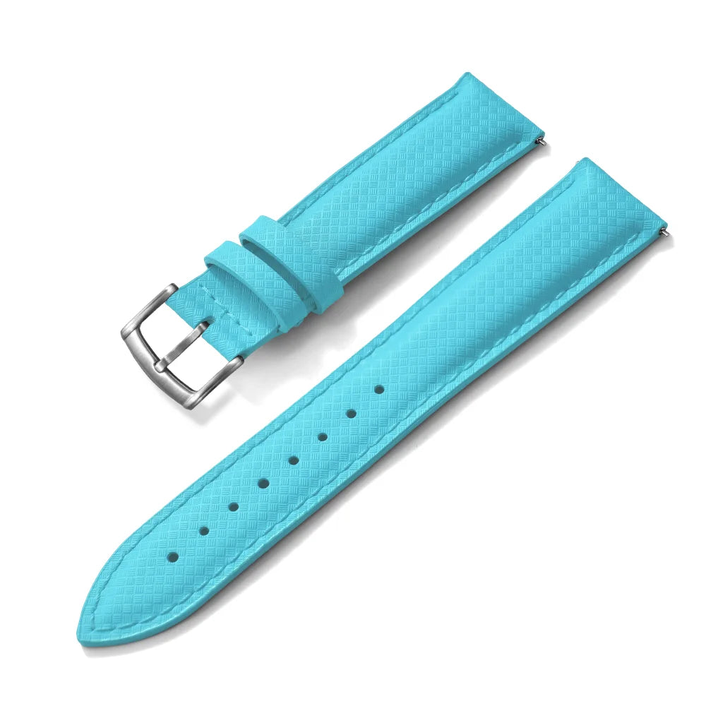 STAPELP – Fabric Sailcloth Strap, 18mm, 19mm, 20mm, 22mm, Top FKM + Leather Base, Textured Rubber Watch Straps, Quick Release Pin Buckle