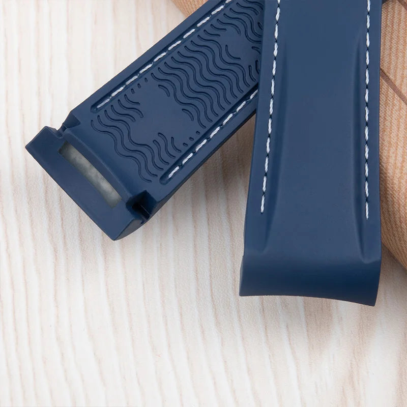 Cinturino per orologio in gomma fluorocarbonica FKM, 19/20/21/22 mm, estremità curva, per Omega 300, Seamaster 600, Planet Ocean e Speedmaster