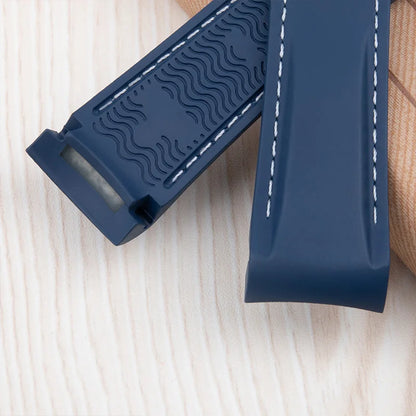 Cinturino per orologio in gomma fluorocarbonica FKM, 19/20/21/22 mm, estremità curva, per Omega 300, Seamaster 600, Planet Ocean e Speedmaster