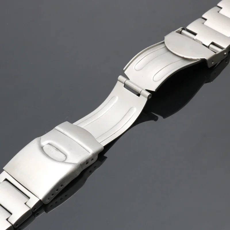 Bracelet de montre en acier inoxydable, solide, 23mm, argent noir, pour Swatch hommes, Irony, grande taille, boucle pliante, accessoires