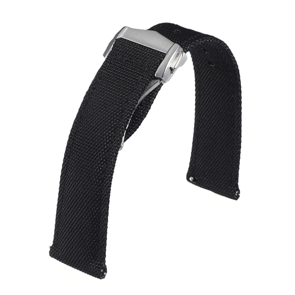 Cinturino per orologio in tessuto a vela deployante 20mm 22mm Cinturino per orologio in Nylon impermeabile a doppia faccia a sgancio rapido con fibbia pieghevole per Omega
