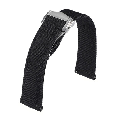 Cinturino per orologio in tessuto a vela deployante 20mm 22mm Cinturino per orologio in Nylon impermeabile a doppia faccia a sgancio rapido con fibbia pieghevole per Omega