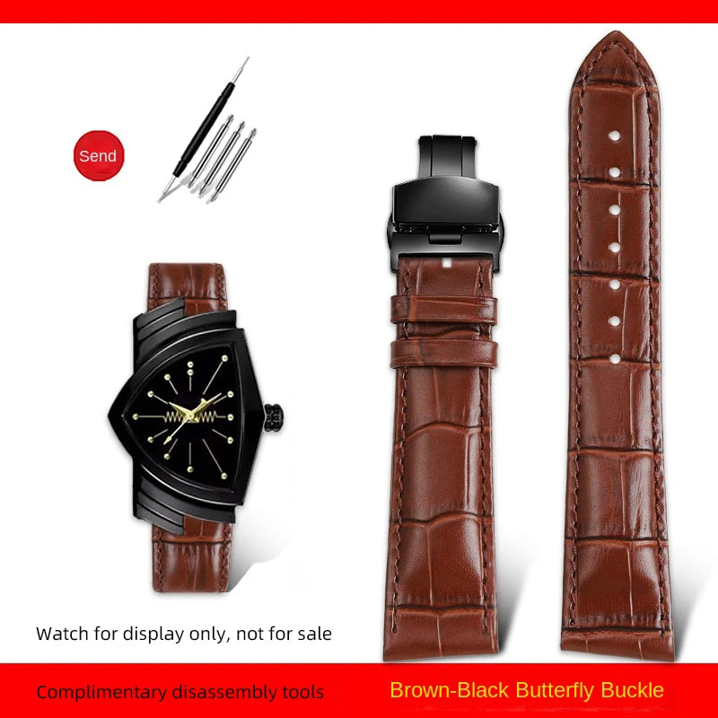 Men's personalized leather watch strap, watch band, custom accessory, Hamilton VENTURA Series, H24515551, H24515591, 21mm