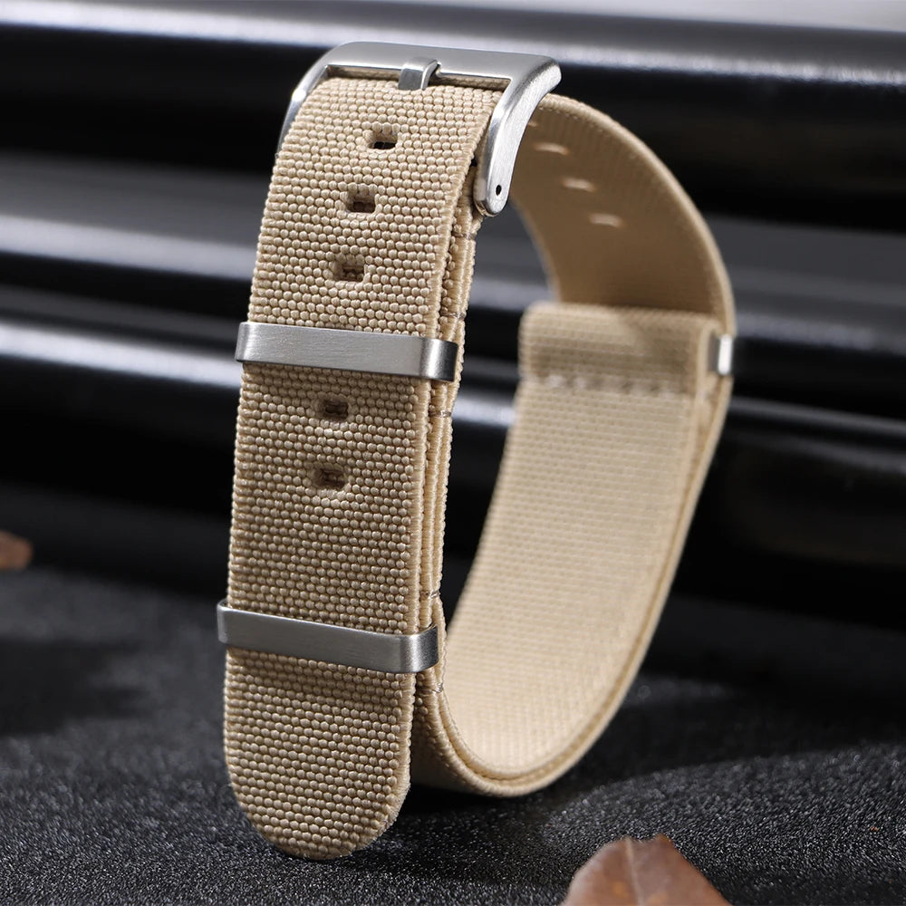 Washable Elastic Nylon Watch Strap for IWC Tissot 60s French Troops Parachute Bag, 18mm 20mm 22mm, Outdoor Sports Bracelet
