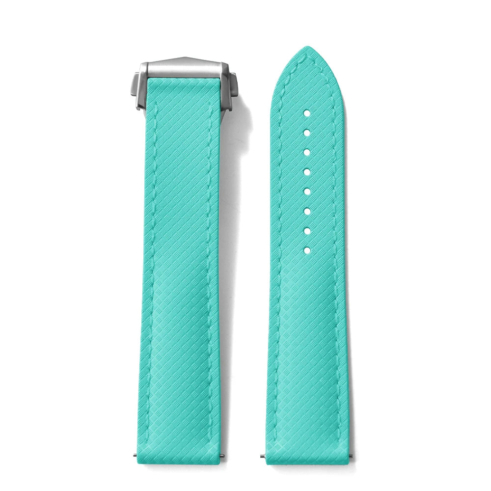 FKM Rubber Watch Strap, New Design, Quick Release, 20mm 22mm, Butterfly Buckle, Waterproof, Perfect Fit, Flat End, Universal Bands