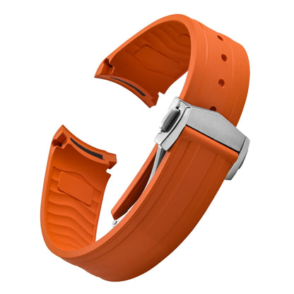 FKM bracelet en caoutchouc 20mm pour Omega X Swatch Seamaster300 bracelet de montre en caoutchouc à extrémité incurvée boucle papillon pliante pour Omega MoonSwatch