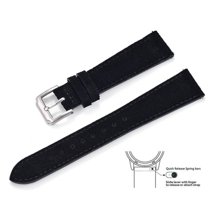 Soft Suede Leather Watch Strap, 18mm 19mm 20mm 22mm, Quick Release for Huawei GT2 GT3 42mm 46mm, Vintage Replacement Belts