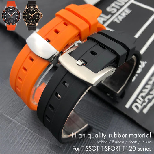Cinturino per orologio in gomma e silicone per Tissot T120 Seastar T120417 T120407, impermeabile, morbido, sportivo, per immersioni, con strumenti inclusi, 21mm, 22mm
