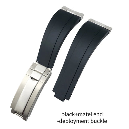 Cinturino per orologio in gomma, estremità metallica 21 mm, ricambio speciale per Rolex Datejust 41 mm m126 Oyster, cinturino per orologio in silicone, fibbia scorrevole con blocco