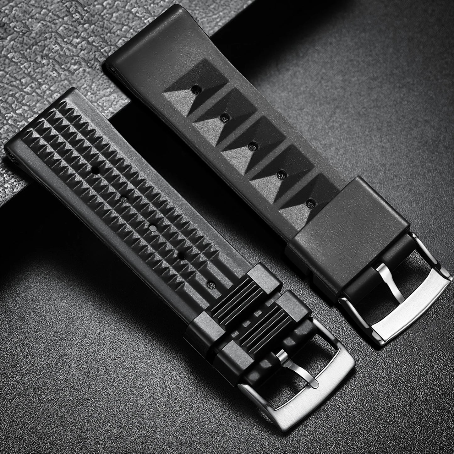 Universal men's soft rubber waffle-pattern watch strap, waterproof diver's watch band for 20mm