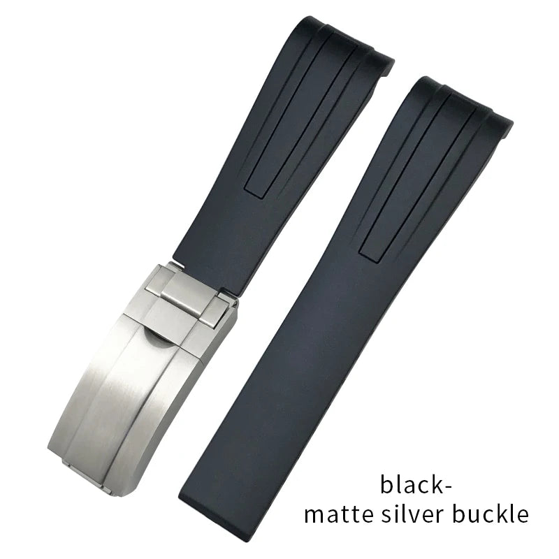 Uhrenarmband aus Kautschuk und Silikon, gebogenes Ende, 18mm 19mm 20mm 21mm 22mm, für Submariner DayRequiRolex Gstuff IWC Pilot, Uhrenarmband-Zubehör