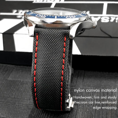 Cowhide Nylon Watch Strap for Omega Seamaster, SEIKO, IWC, Longines, Tudor, 19mm, 20mm, 21mm, 22mm, Fabric Canvas Watchband