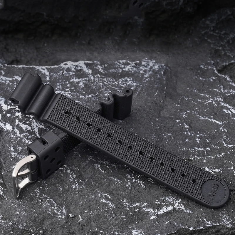 High Quality Fluorine Rubber Watch Strap, 20mm 22mm, for Seiko Black and Green Abalone Canned Aqua Ghost Sport, Waterproof