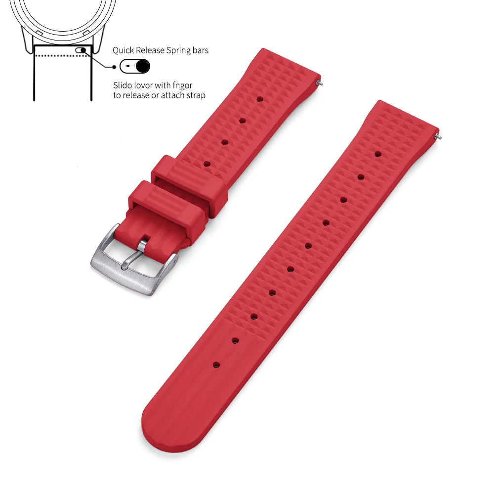 JUELONG – bracelets de montre en caoutchouc gaufré FKM, à dégagement rapide, étanche, Durable, en caoutchouc fluoré, 20mm 22mm, pour montre de plongée traditionnelle