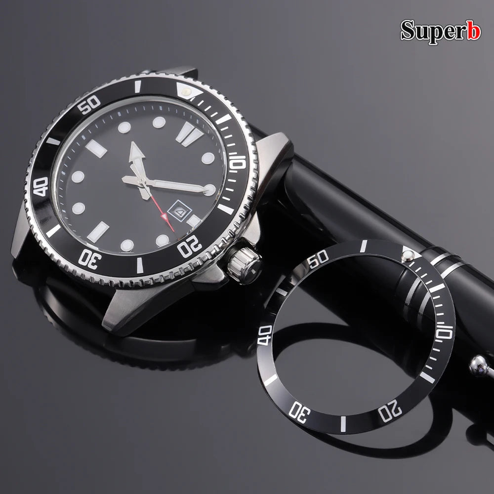 Flat Aluminum Watch Bezel Insert 37.5mm * 30.5mm, Fashion Style, for Rolex GMT Diving Watch Case, Seiko Movement Compatible, Men's/Women's Watch Part