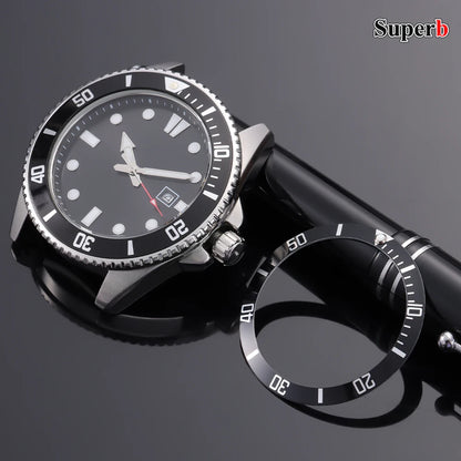 Flat Aluminum Watch Bezel Insert 37.5mm * 30.5mm, Fashion Style, for Rolex GMT Diving Watch Case, Seiko Movement Compatible, Men's/Women's Watch Part