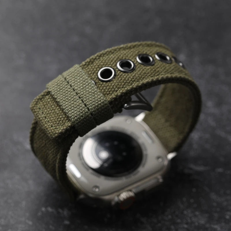Cinturino doppio strato per Apple Watch Ultra 49MM 45MM 44MM, cinturino spesso verde nero stile robusto da uomo