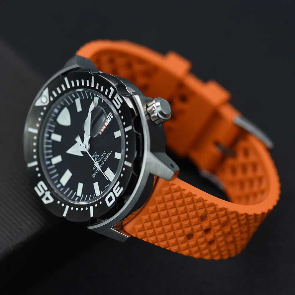 Nouveau bracelet en caoutchouc FKM fluoré nid d'abeille conçu 20mm 22mm bracelets de montre à dégagement rapide pour bracelet de remplacement de montre SRP777J1