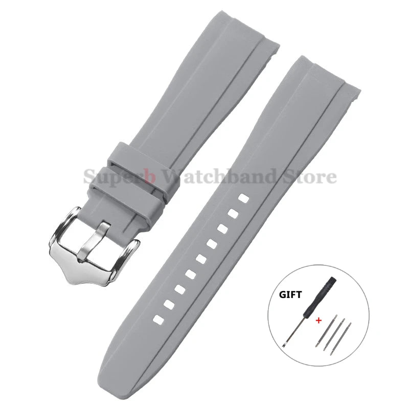 Bracelet de montre en Silicone à extrémité incurvée pour Rolex 20mm 22mm, Bracelet en caoutchouc de haute qualité pour Bracelet Omega, étanche