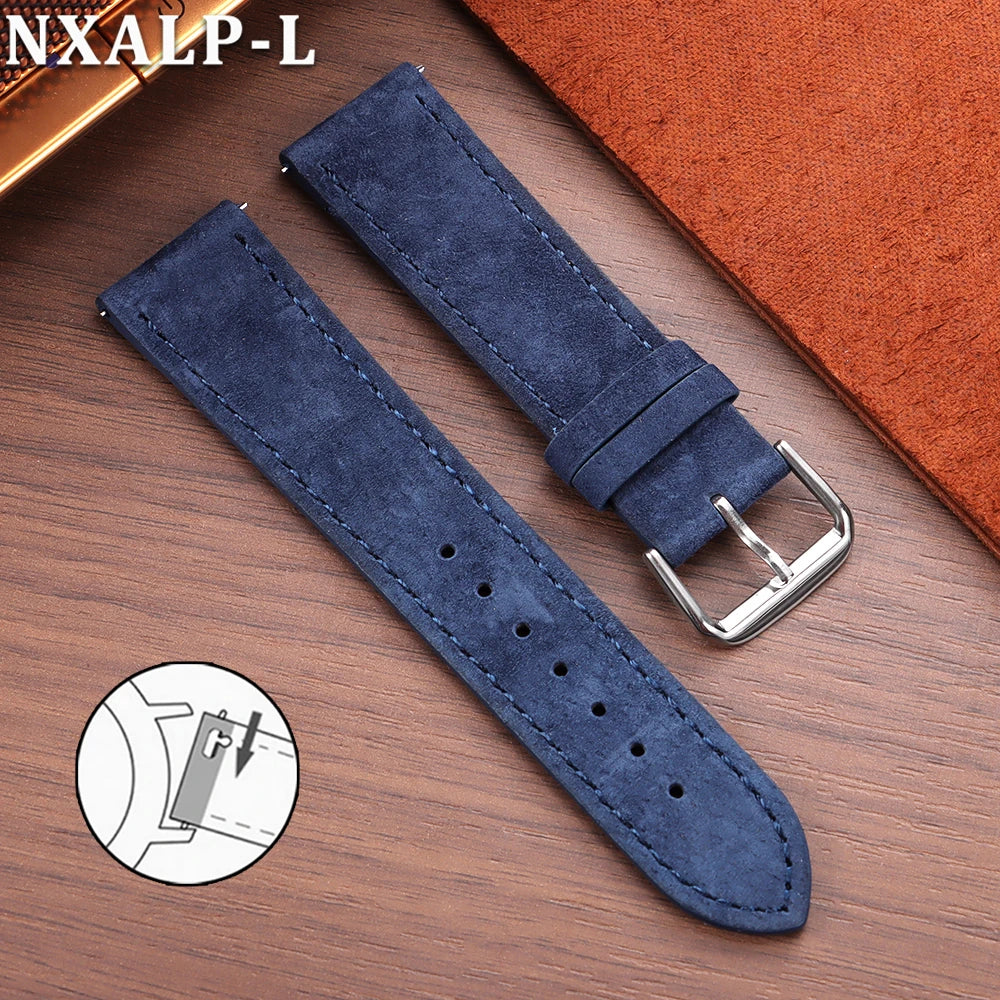 Bracelet en daim Vintage 18mm 19mm 20mm 22mm, en cuir de vache souple, à dégagement rapide, marron, accessoires pour femmes et hommes