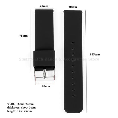 10mm 12mm 14mm 15mm 16mm 18mm 20mm 21mm 22mm 24mm Silicone Watch Band Quick Release Watch Strap for Men Women Universal Wristband