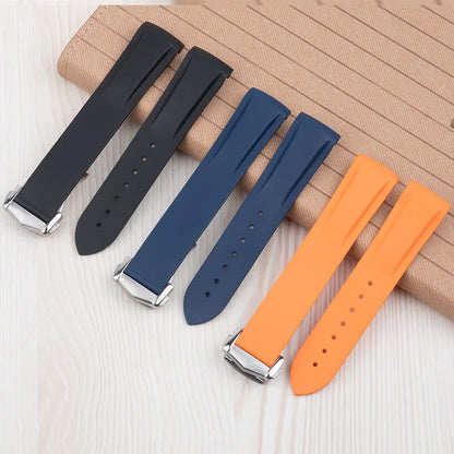 Cinturino per orologio in gomma fluorocarbonica FKM, 19/20/21/22 mm, estremità curva, per Omega 300, Seamaster 600, Planet Ocean e Speedmaster