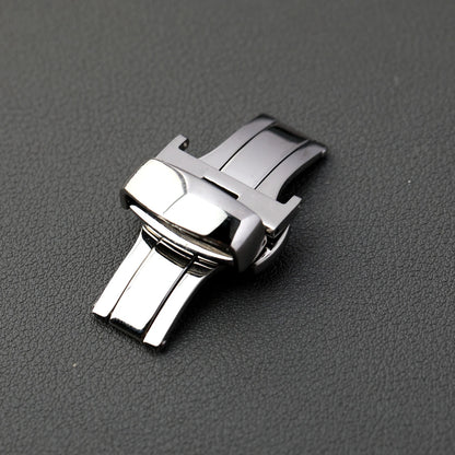 316L Stainless Steel Butterfly Buckle, 16 18 20MM Silver Rose Gold, Double Push Leather Strap Buckle, Watch Accessories